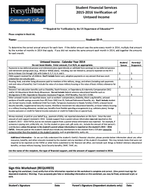 2015-2016 Verification of Untaxed Income