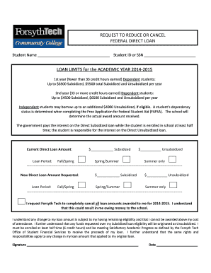 Federal Direct Loan Reduction or Cancellation Request