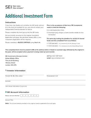 SEI Additional Investment Form