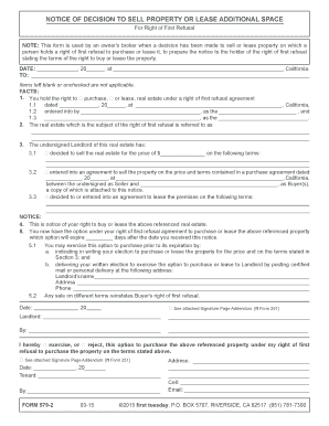 Notice of Decision to Sell Property or Lease Additional Space