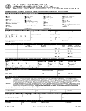 Tennessee State Employee Insurance Enrollment Form
