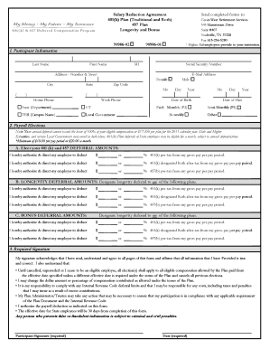Salary Reduction Agreement for 401(k) and 457 Plans