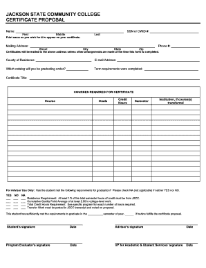Jackson State Community College Certificate Proposal