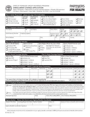 Tennessee Group Insurance Enrollment Change Application