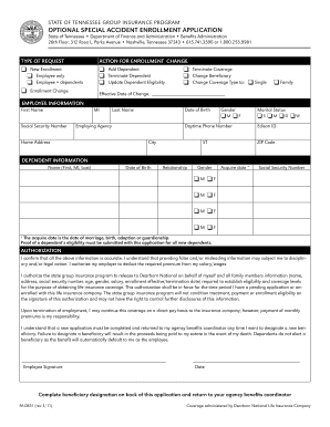 Tennessee Group Insurance Enrollment Application