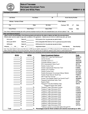 Tennessee 401(k) and 457(b) Enrollment Form