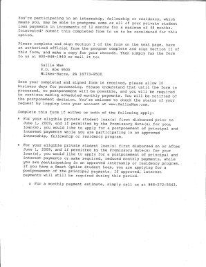 Private Student Loan Payment Postponement Form