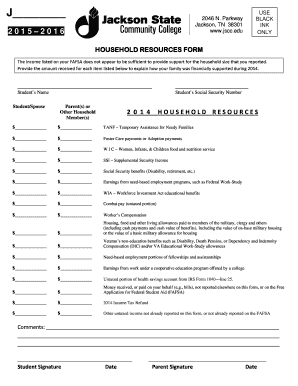 Household Resources Form