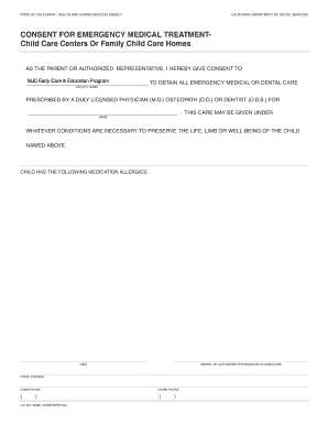 California Emergency Medical Treatment Consent