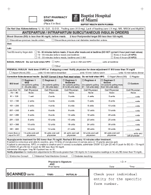 Antepartum Subcutaneous Insulin Order Form