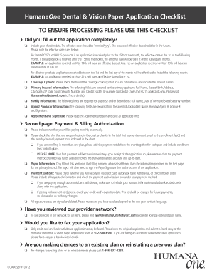 HumanaOne Dental & Vision Paper Application