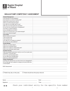 Insulin Pump Competency Assessment Form