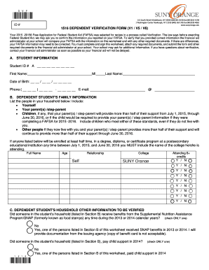 2015-2016 Dependent Verification Form