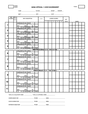 GHSA Official 11-Dive Scoresheet