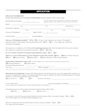 Tennessee Dual Enrollment Application