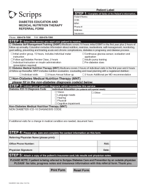 Diabetes Education and Medical Nutrition Therapy Referral Form