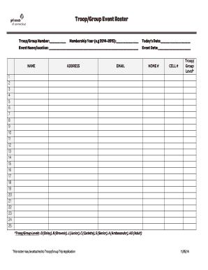 Troop Event Roster Form
