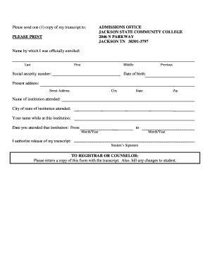 Transcript Request Form