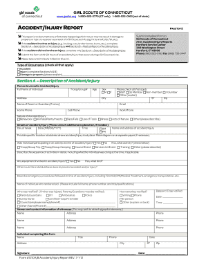 Girl Scouts of Connecticut Accident/Injury Report