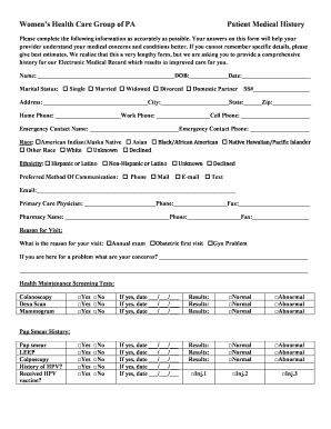 Patient Medical History Form