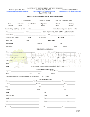 Workers Compensation Scheduling Sheet