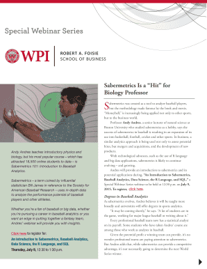 Sabermetrics Is a Hit for Biology Professor S - m wpi