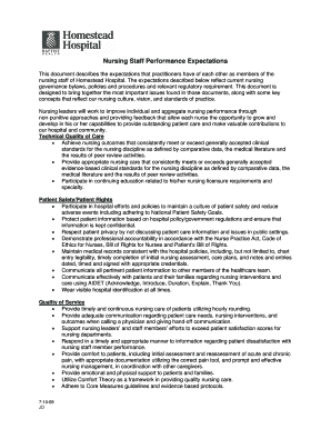 Nursing Staff Performance Expectations