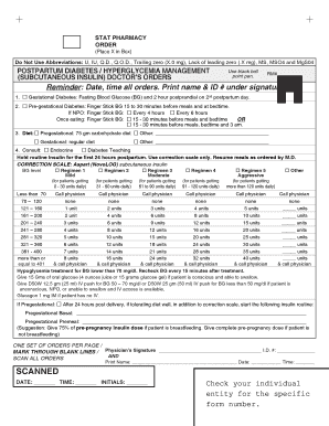 Postpartum Diabetes Management Order Form
