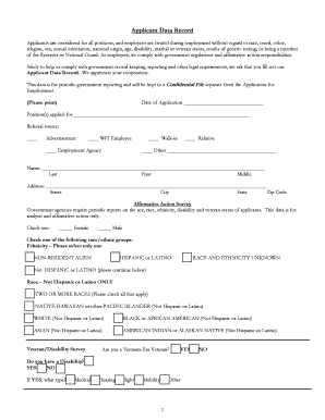 Applicant Data Record