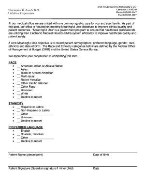 Patient Demographics Form
