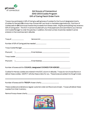 Girl Scouts Gift of Caring Patch Order Form