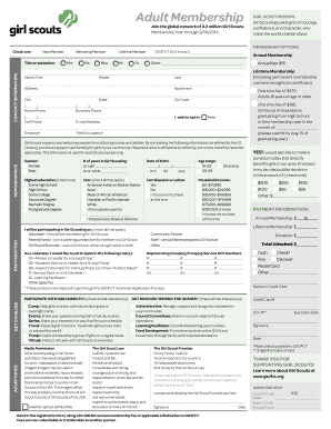 Girl Scouts Adult Membership Application