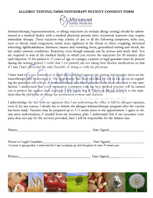 Allergy Testing/Immunotherapy Patient Consent Form