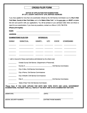 Cross-Filer Form for New York Civil Service Examinations