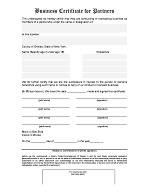 Business Certificate for Partners