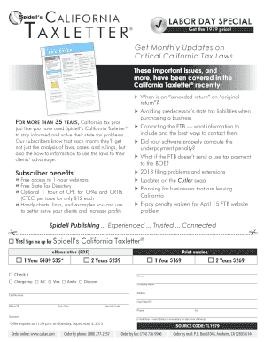 California Taxletter Subscription Form