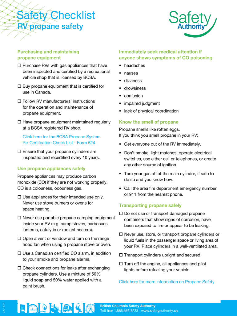 Fillable Online RV propane safety Fax Email Print pdfFiller