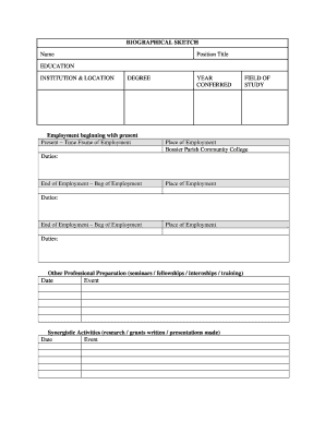 Biographical Sketch Form