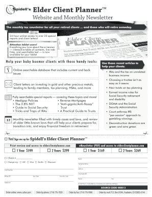 Spidell's Elder Client Planner Subscription Form