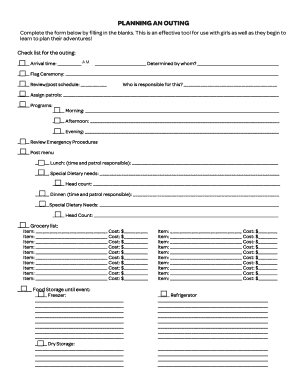 Girl Scout Outing Planning Form