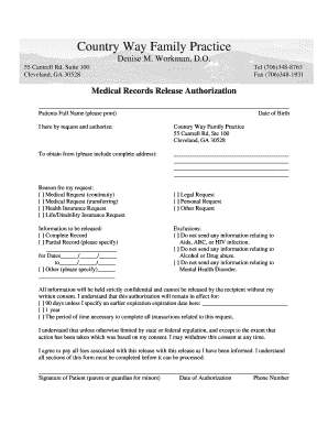 Medical Records Release Authorization