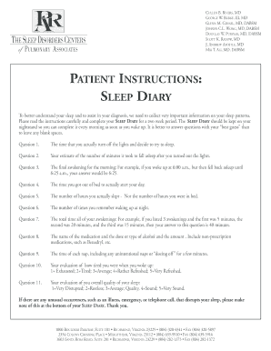 Sleep Study Diary