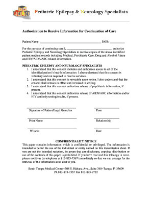 Authorization to Receive Information for Continuation of Care