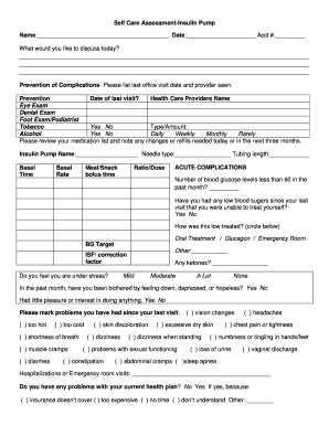 Self Care Assessment-Insulin Pump