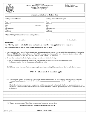 New York Rent Restoration Application