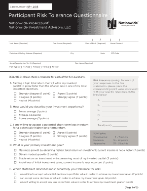 Participant Risk Tolerance Questionnaire
