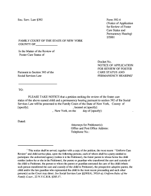 New York Foster Care Status Review Notice