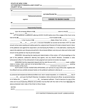 New York Order to Show Cause for Eviction