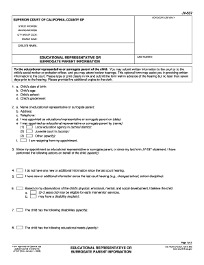 California Educational Representative Surrogate Parent Form JV-537