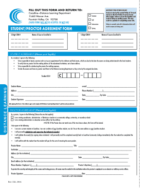 Student Proctor Agreement Form